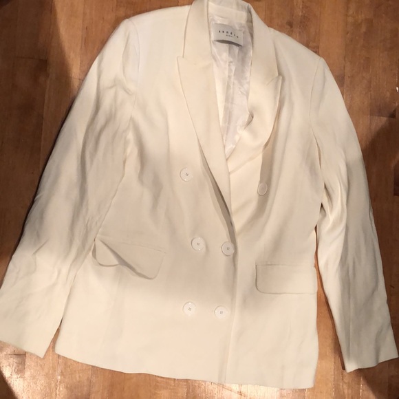 Sandro Paris White Double Breasted Blazer - Picture 4 of 7